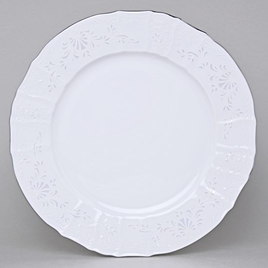 Mísa mělká 30 cm, talíř klubový, Thun 1794, karlovarský porcelán, BERNADOTTE mráz, platinová linka