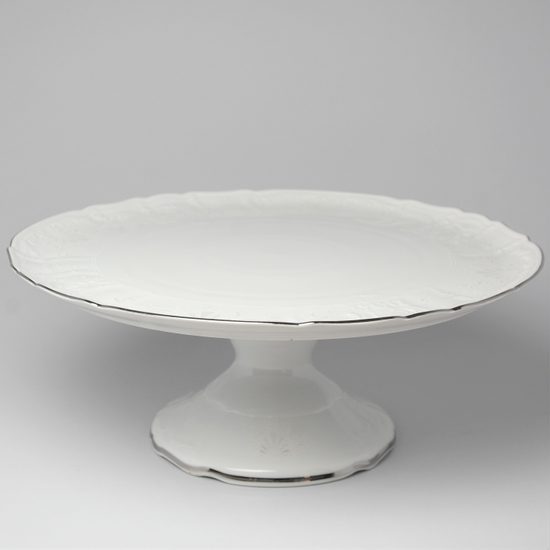 Plate cake 32 cm on stand, Thun 1794 Carlsbad porcelain, BERNADOTTE frost, Platinum line