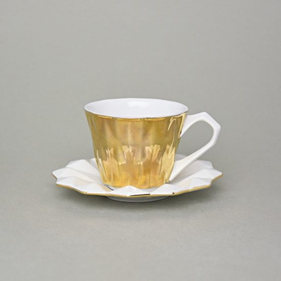 Cup 150 ml and Saucer 14 cm, Diamond Gold, Porcelain Goldfinger