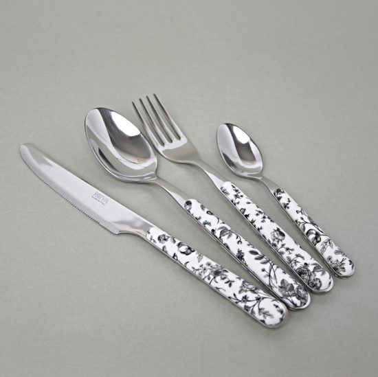 24 pcs. cutlery set, BISTROT China Roses 14039 black, NEVA