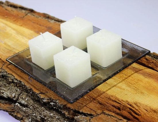 Advent Glass candlestick square, gray, 17,5 x 17,5 cm, BDK - Glass