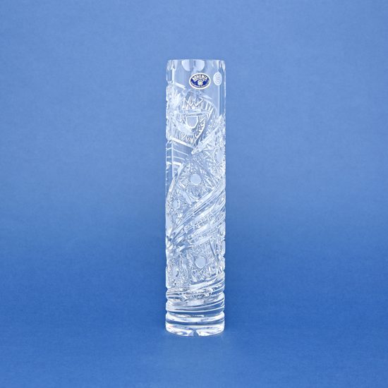 Křišťálová váza válec broušená úzká Kometa, 255 mm, Crystal BOHEMIA