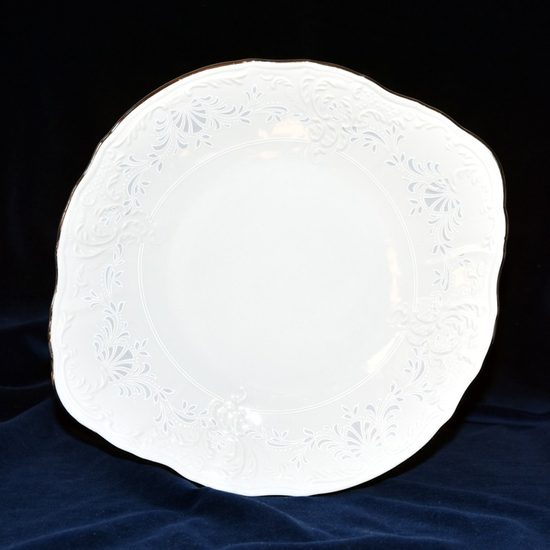 Plate cake 27 cm with handles, Thun 1794 Carlsbad porcelain, BERNADOTTE frost, Platinum line