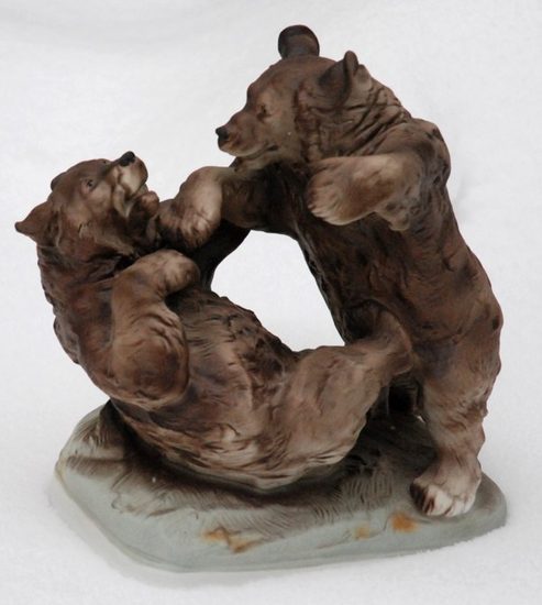 Medvědi 27 cm, Pastel, Porcelánové figurky Duchcov