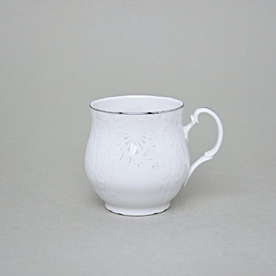 Hrnek Jonáš 310 ml, Thun 1794, karlovarský porcelán, BERNADOTTE mráz, platinová linka