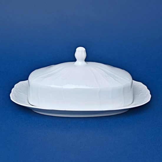 Butter dish, Thun 1794 Carlsbad porcelain, BERNADOTTE white