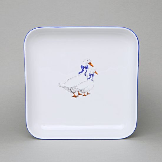 Mísa salátová čtyřhranná hladká nízká 21 x 21 cm, husy, Český porcelán a.s.