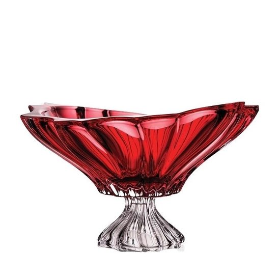 Křišťálová mísa Plantica Red na noze, 33 cm, Aurum Crystal