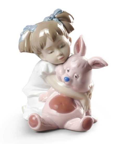 A Girl With A Hare, 13 x 12,5 x 12 cm, NAO Porcelain Figures