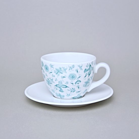 Šálek 250 ml a podšálek 15 cm Milada, Fragmenty cibuláku, zelená, Český porcelán a.s.