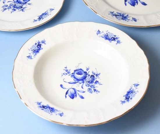 Plate deep 23 cm, Thun 1794 Carlsbad porcelain, BERNADOTTE blue rose