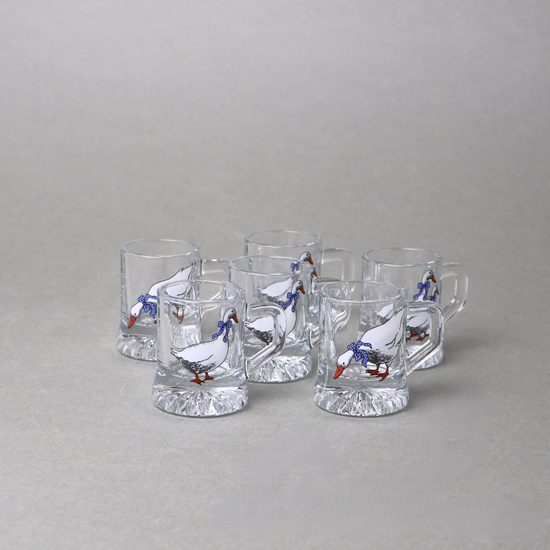 Set of 6 liqueur glass 25 ml with handle, Goose, Polish glass