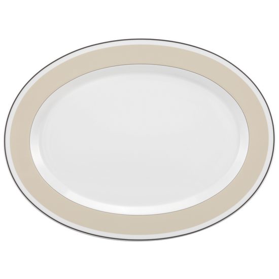 Podnos oválný 35 cm, No Limits 24943 Cream Lines, Porcelán Seltmann