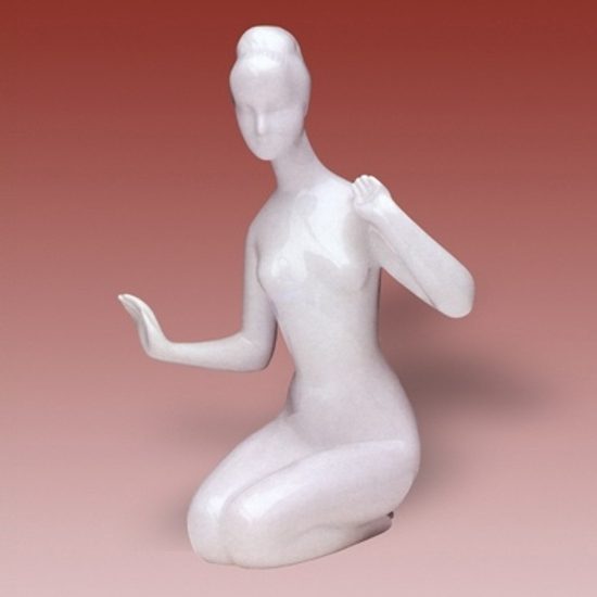 Nude Kneeling, 14 x 11 x 18 cm, White, Porcelain figures Duchcov