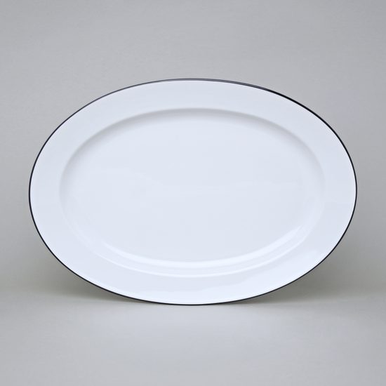 Dish oval flat 32 cm, NINA black line, Thun 1794 karlovarský porcelán