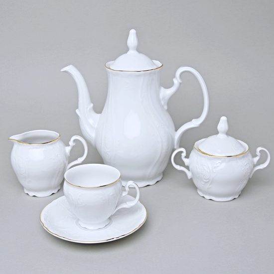 Kávová souprava pro 6 osob, Thun 1794, karlovarský porcelán, BERNADOTTE zlatá linka