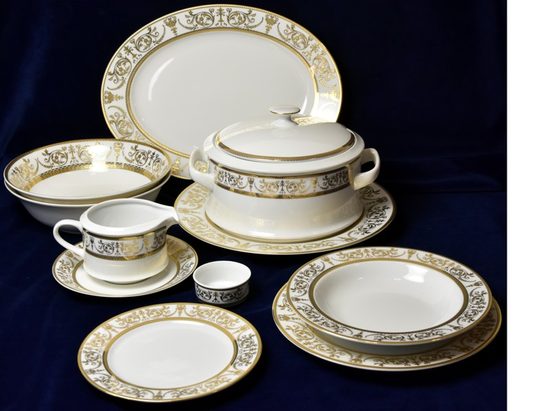 Dining set for 6 persons, Sabina, gold ornaments, Leander 1907