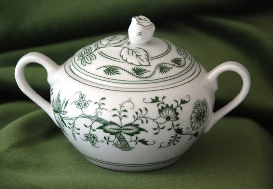 Sugar bowl with handles 0,30 l, Green Onion Pattern, Cesky porcelan a.s.