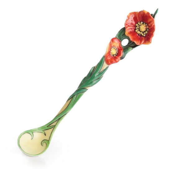 Van Gogh Poppy flower design sculptured porcelain spoon 14 cm, FRANZ Porcelain
