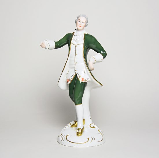 Pán rokoko - zelená 12,5 x 10,5 x 22 cm, Color, Porcelánové figurky Duchcov