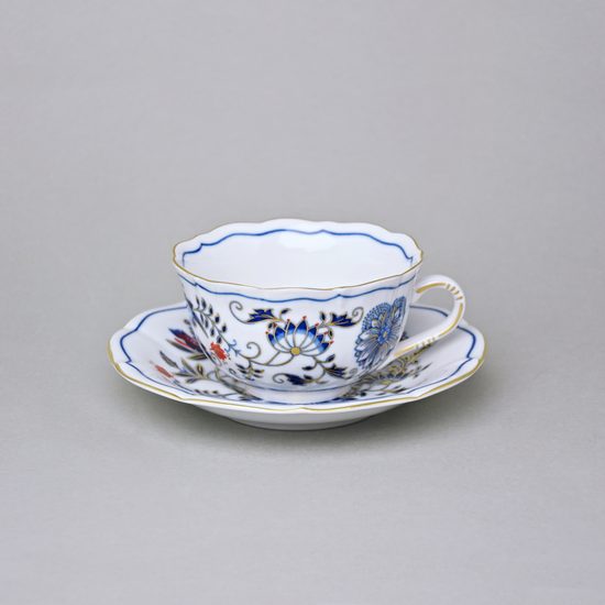 Šálek a podšálek C/1 + ZC1 (zrcadlový podšálek), 200 ml / 15,5 cm na čaj, rubínová červeň + zlato, Český porcelán a.s.