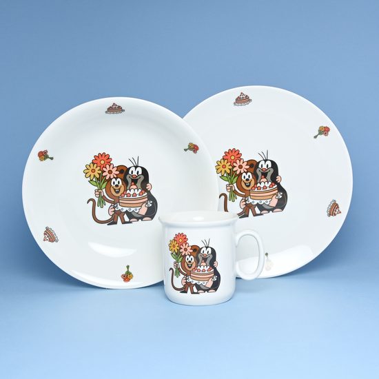 Children set 3 pcs. Mole, mouse and birthday cake - Coups, Thun 1794, karlovarský porcelán