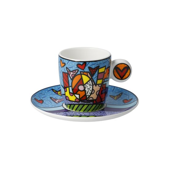 Cup and saucer Romero Britto - Love, 100 ml / 12 cm, Fine Bone China, Goebel