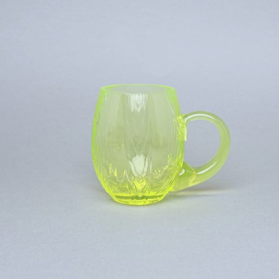 Bark Glass Mug with Handle (uranium Glass), 300 ml, Glassworks Janov