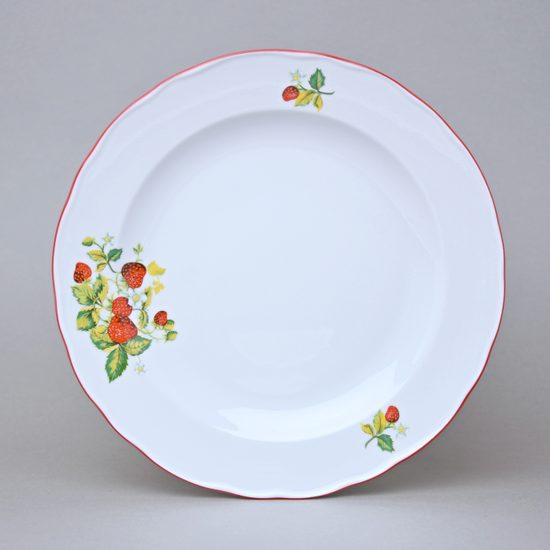 Červená linka: Talíř mělký 24 cm, jahody, Český porcelán a.s.