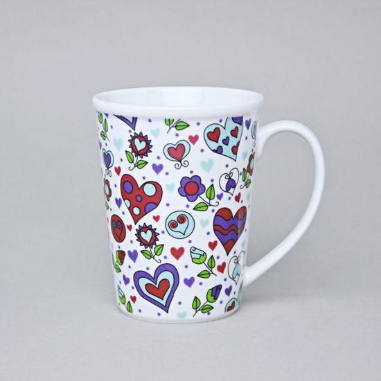 Mug Erin 12 cm 420 ml, Happy Hearts - Turquoise, Český porcelán a.s.