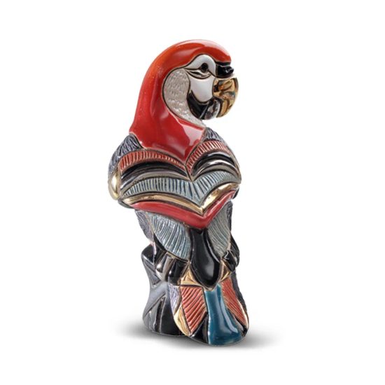 DeRosa - Papoušek Ara červený, 8 x 6 x 12 cm, keramická figurka, DeRosa Montevideo
