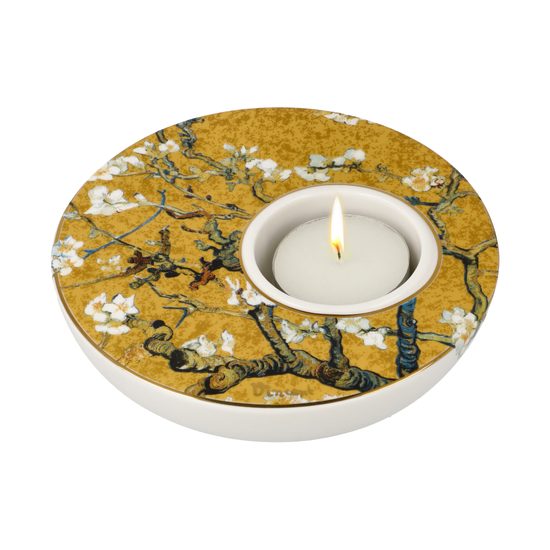 Candle holder V. van Gogh - Almond Tree Golden, 12 / 12 / 4 cm, Porcelain, Goebel