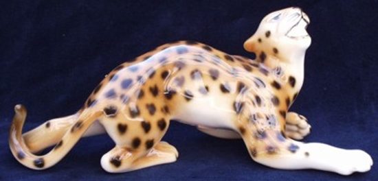 Pardál 22 x 8,5 x 9 cm, Porcelánové figurky Duchcov