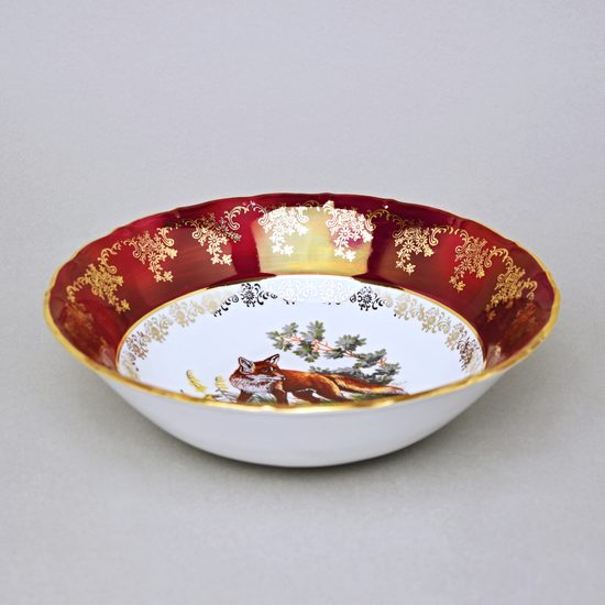 Bowl 23 cm, hunting - ruby, Carlsbad