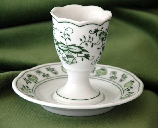 Egg cup with stand 7,5 cm, Green Onion Pattern, Cesky porcelan a.s.
