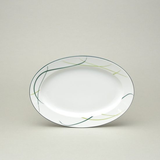 Mísa oválná 24 cm přílohová, Thun 1794, karlovarský porcelán, OPÁL tráva