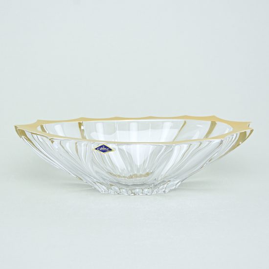 Crystal Bowl Plantica Jardiniera, Gold Rim, 365 mm, Aurum Crystal