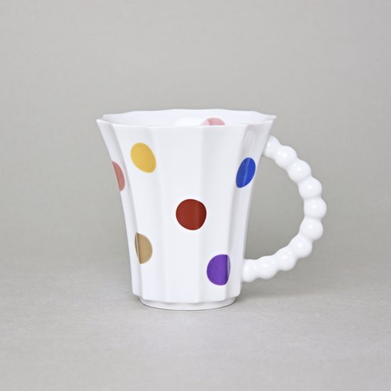 Mug Retro T, Dots Color Mix, 250 ml, Porcelain Goldfinger