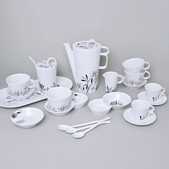 Bohemia black: Kávová sada pro 6 osob, design Jiří Pelcl, černý cibulák, Český porcelán a.s.