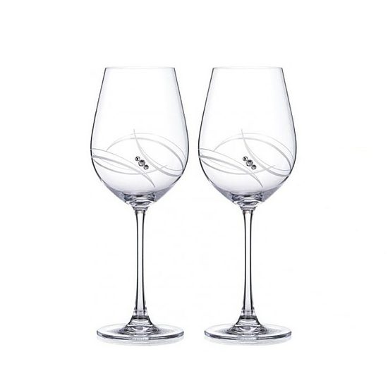 Atlantis - Set 2 sklenic na bílé víno 360 ml, krystaly Swarovski, DIAMANTE