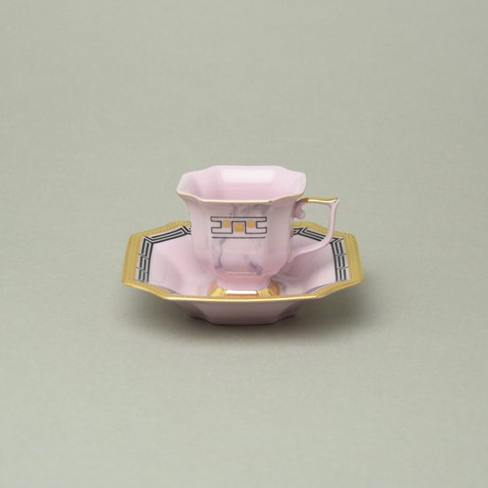 Šálek 80 ml mokka a podšálek 11 cm, Empír 513, Růžový porcelán z Chodova