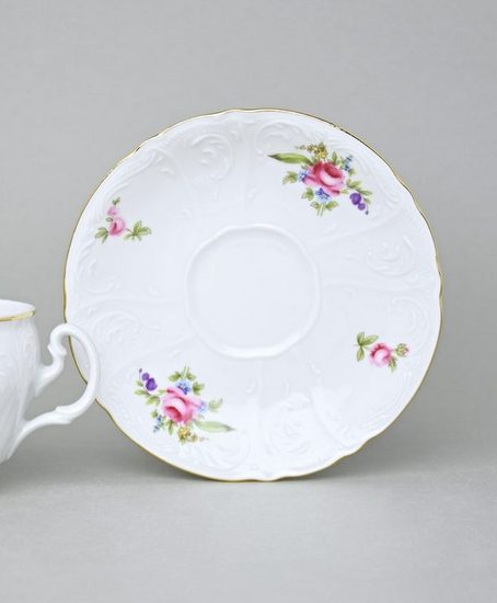 Podšálek kávový 14 cm, Thun 1794, karlovarský porcelán, BERNADOTTE míšeňská růže