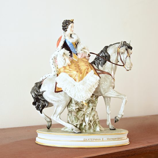 Kateřina II. na koni, 33 x 20 x 40 cm, Porcelánové figurky Gläserne Porzellanmanufaktur