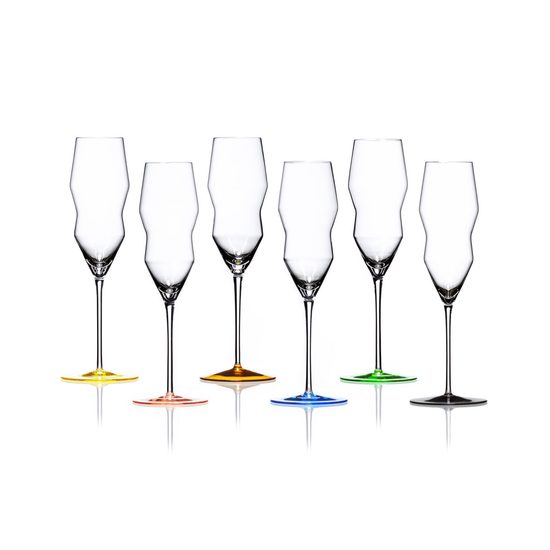 Crystal Glasses Champagne 250 ml, Set of 6 pcs., Harlequin - Kalyke, Kvetna 1794 Glassworks