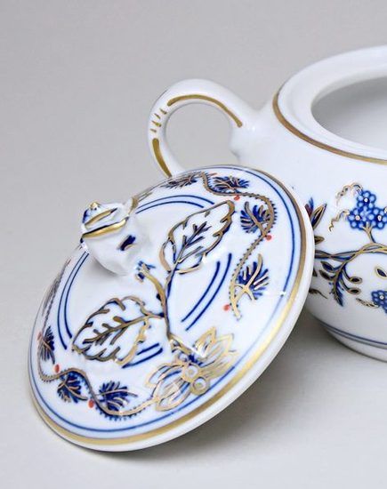 Víčko k cukřence s oušky bez výřezu 0,30 l, rubínová červeň + zlato + cibulák, Český porcelán a.s.