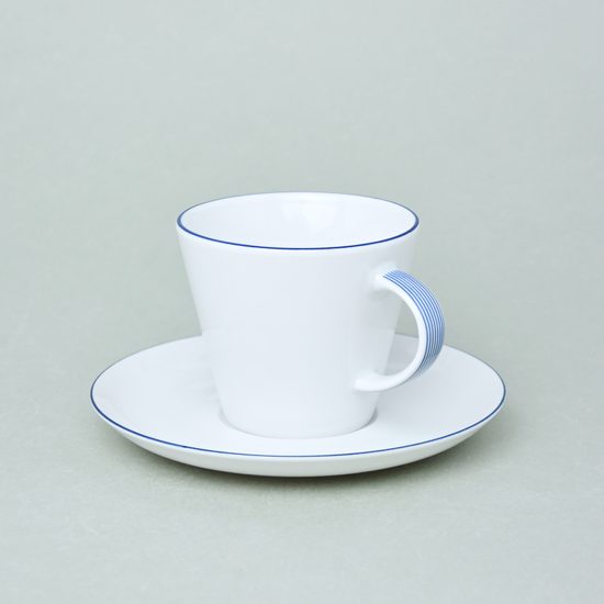 Tea cup and saucer 220 ml, Thun 1794 Carlsbad porcelain, Tom blue