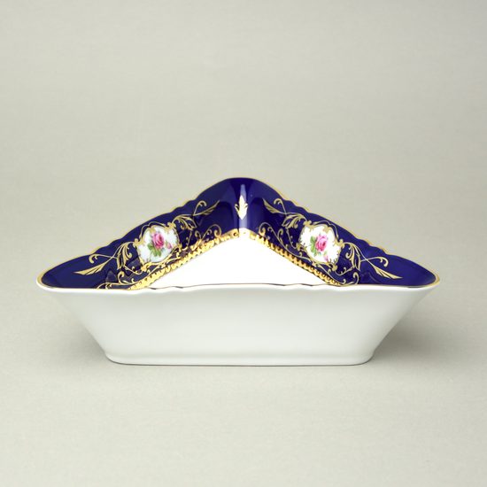 440: Bowl triangular 21 cm, Sonáta, cobalt + rose + gold, Leander Loučky