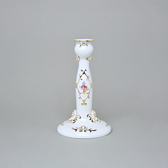 Candleholder Rococo 10,7 x 17,8 cm, White + print + Gold, Royal Dux Bohemia