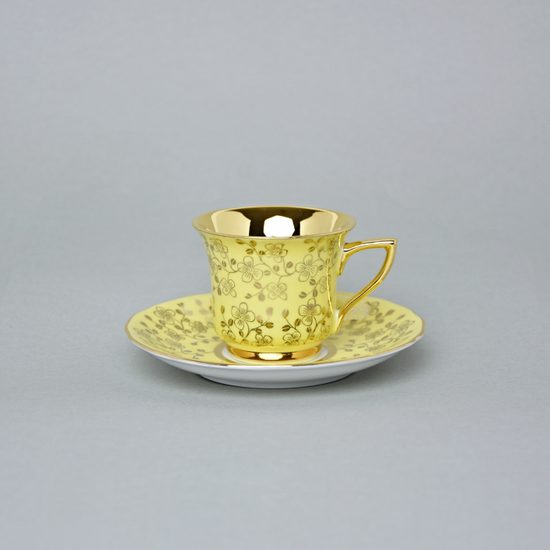 Šálek 80 ml a podšálek mokka Windsor, Žlutá, Leander 1907 Loučky