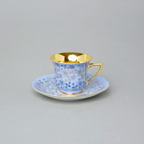 Šálek 80 ml a podšálek mokka Windsor, světle modrá, Leander 1907 Loučky